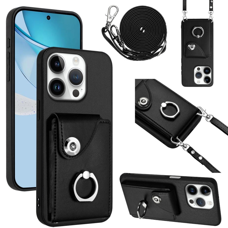 Organ Card Bag Ring Holder Phone Case with Long Lanyard, For iPhone 16 Pro Max, For iPhone 16 Pro, For iPhone 16 Plus, For iPhone 16, For iPhone 15 Pro Max