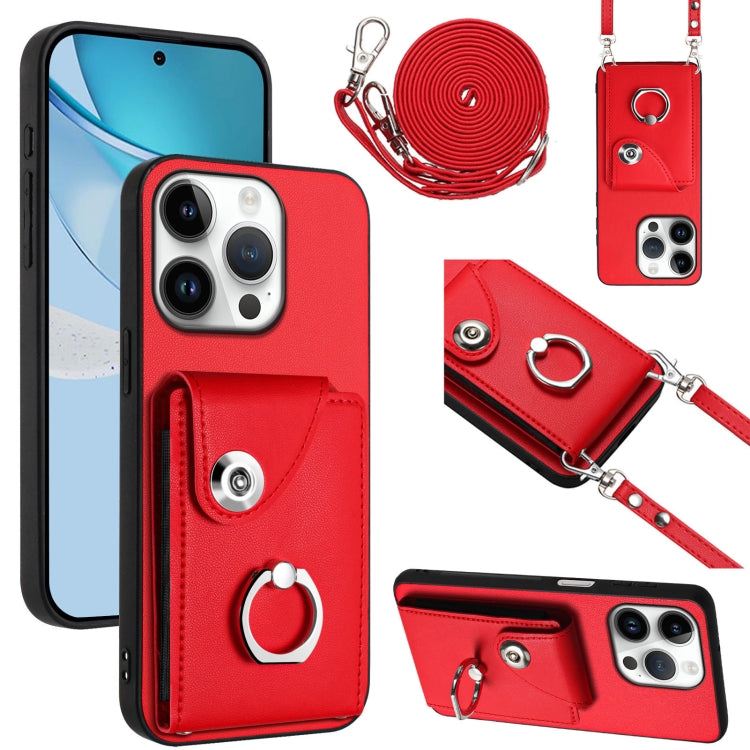 Organ Card Bag Ring Holder Phone Case with Long Lanyard, For iPhone 16 Pro Max, For iPhone 16 Pro, For iPhone 16 Plus, For iPhone 16, For iPhone 15 Pro Max