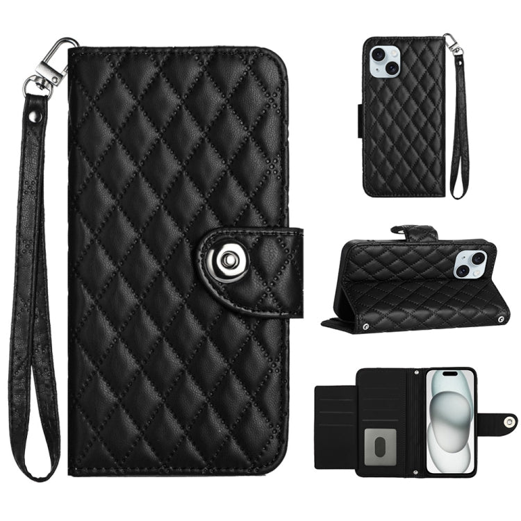 Rhombic Texture Flip Leather Phone Case with Lanyard, For iPhone 14, For iPhone 14 Pro, For iPhone 14 Pro Max, For iPhone SE 2022 / 2020 / 8 / 7, For iPhone 13 Pro Max