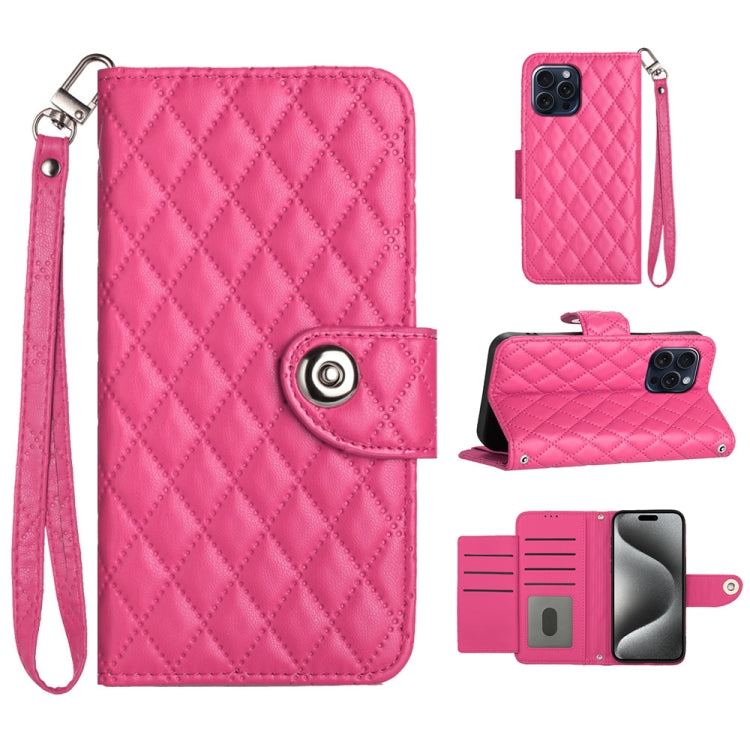 Rhombic Texture Flip Leather Phone Case with Lanyard, For iPhone 14, For iPhone 14 Pro, For iPhone 14 Pro Max, For iPhone SE 2022 / 2020 / 8 / 7, For iPhone 13 Pro Max