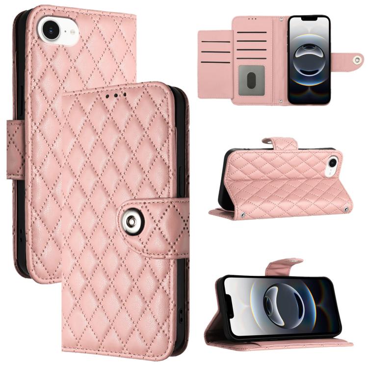 Rhombic Texture Flip Leather Phone Case with Lanyard, For iPhone 16 Pro Max, For iPhone 16 Pro, For iPhone 16 Plus, For iPhone 16, iPhone 16e