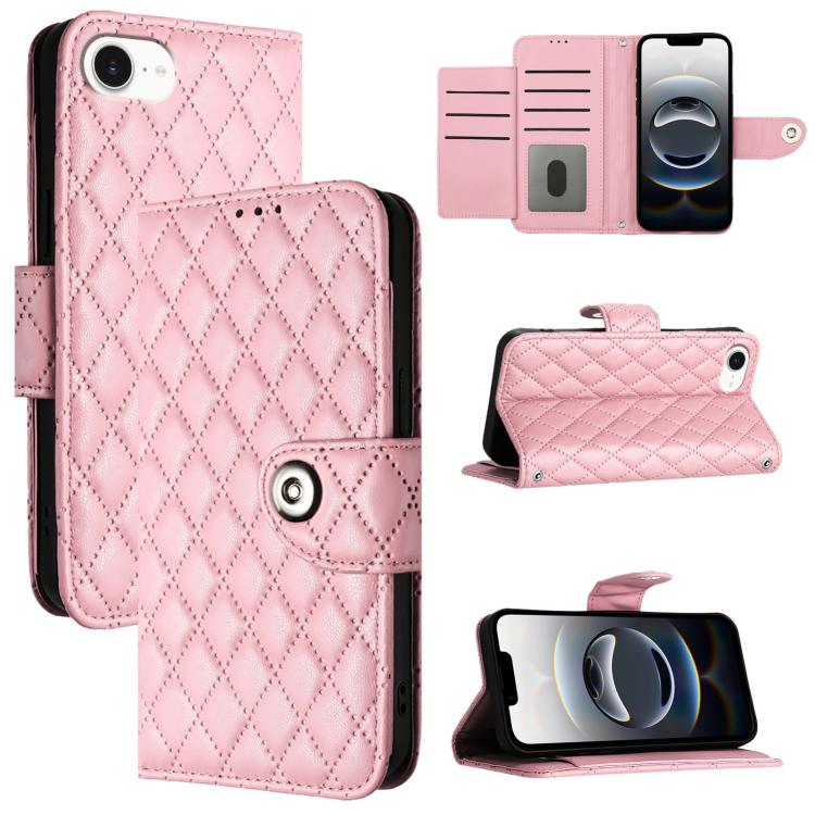 Rhombic Texture Flip Leather Phone Case with Lanyard, For iPhone 16 Pro Max, For iPhone 16 Pro, For iPhone 16 Plus, For iPhone 16, iPhone 16e