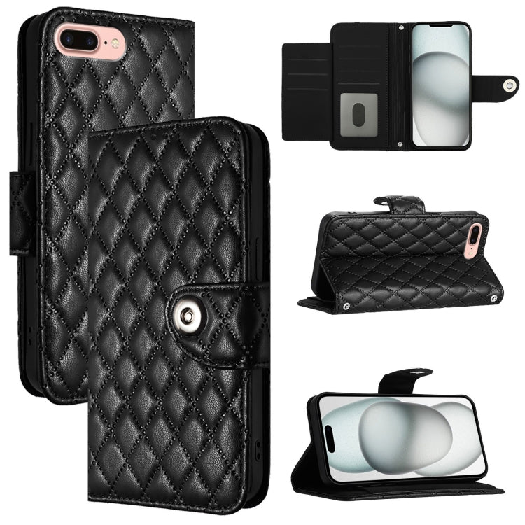 Rhombic Texture Flip Leather Phone Case with Lanyard, For iPhone 8 Plus / 7 Plus / 6s Plus