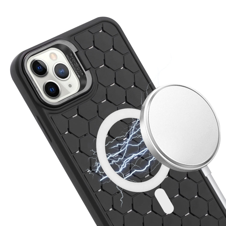 Honeycomb Radiating Lens Holder Magsafe Phone Case with Lanyard, For iPhone 15 Pro, For iPhone 15 Plus, For iPhone 15, For iPhone 14 Plus, For iPhone 14