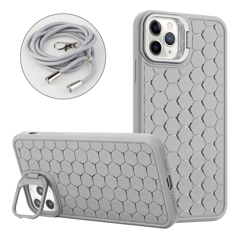 Honeycomb Radiating Lens Holder Magsafe Phone Case with Lanyard, For iPhone 15 Pro, For iPhone 15 Plus, For iPhone 15, For iPhone 14 Plus, For iPhone 14