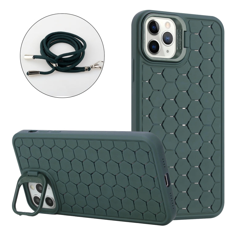 Honeycomb Radiating Lens Holder Magsafe Phone Case with Lanyard, For iPhone 12, For iPhone 12 Pro Max, For iPhone 12 Pro, For iPhone 11 Pro Max, For iPhone 11