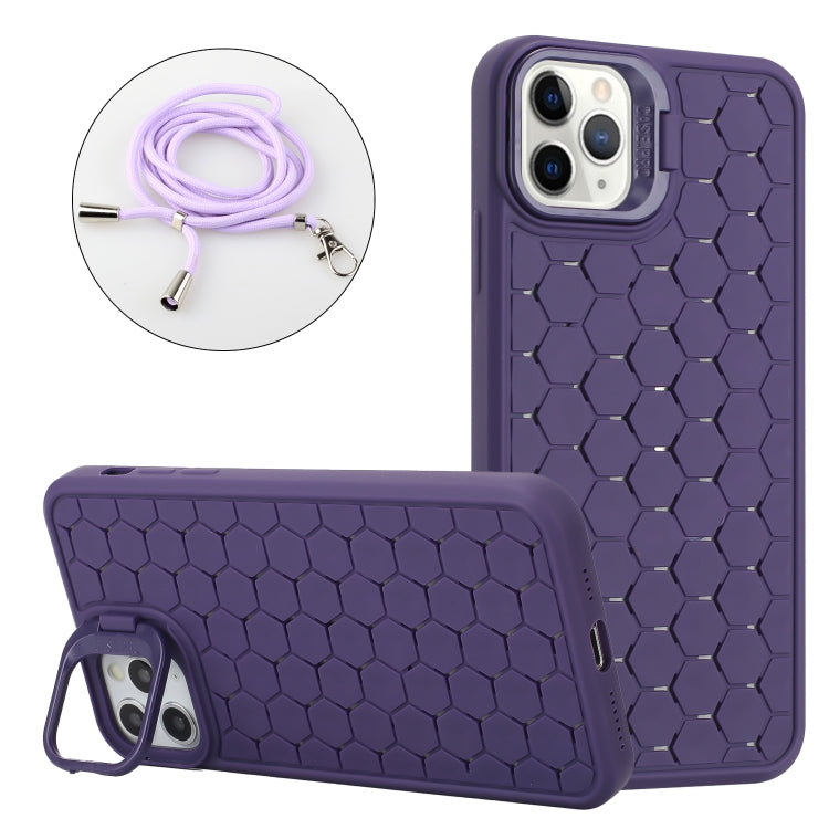 Honeycomb Radiating Lens Holder Magsafe Phone Case with Lanyard, For iPhone 12, For iPhone 12 Pro Max, For iPhone 12 Pro, For iPhone 11 Pro Max, For iPhone 11