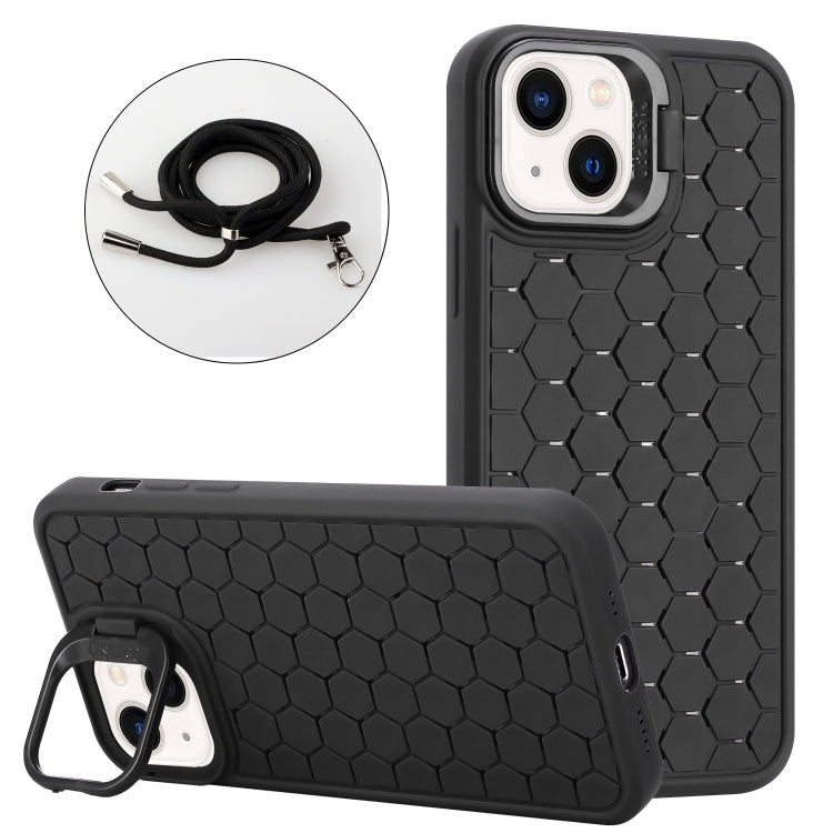 Honeycomb Radiating Holder TPU Phone Case with Lanyard, For iPhone 14 Pro, For iPhone 14 Pro Max, For iPhone 13 Pro Max, For iPhone 13 Pro, For iPhone 13