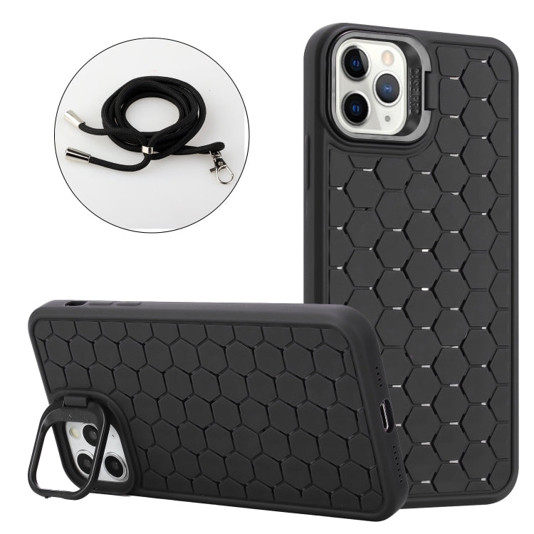 Honeycomb Radiating Holder TPU Phone Case with Lanyard, For iPhone 12, For iPhone 12 Pro Max, For iPhone 12 Pro, For iPhone 11 Pro Max, For iPhone 11