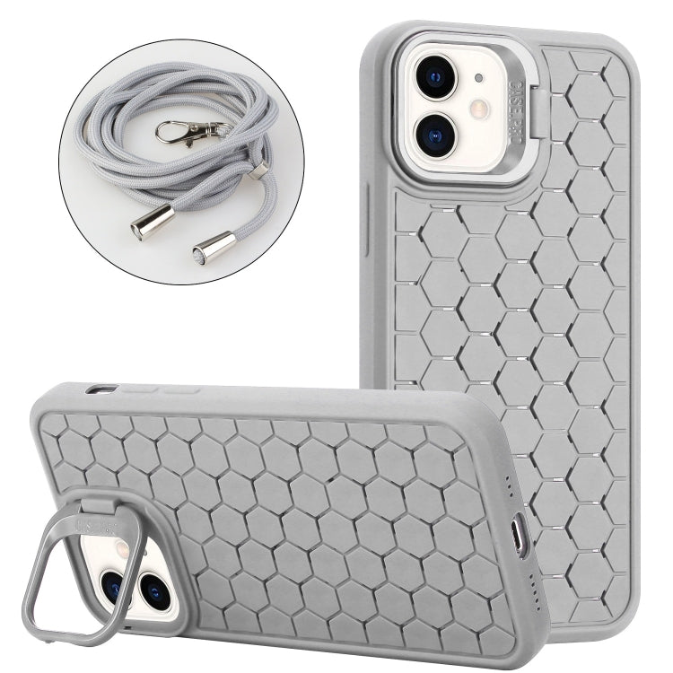 Honeycomb Radiating Holder TPU Phone Case with Lanyard, For iPhone 12, For iPhone 12 Pro Max, For iPhone 12 Pro, For iPhone 11 Pro Max, For iPhone 11