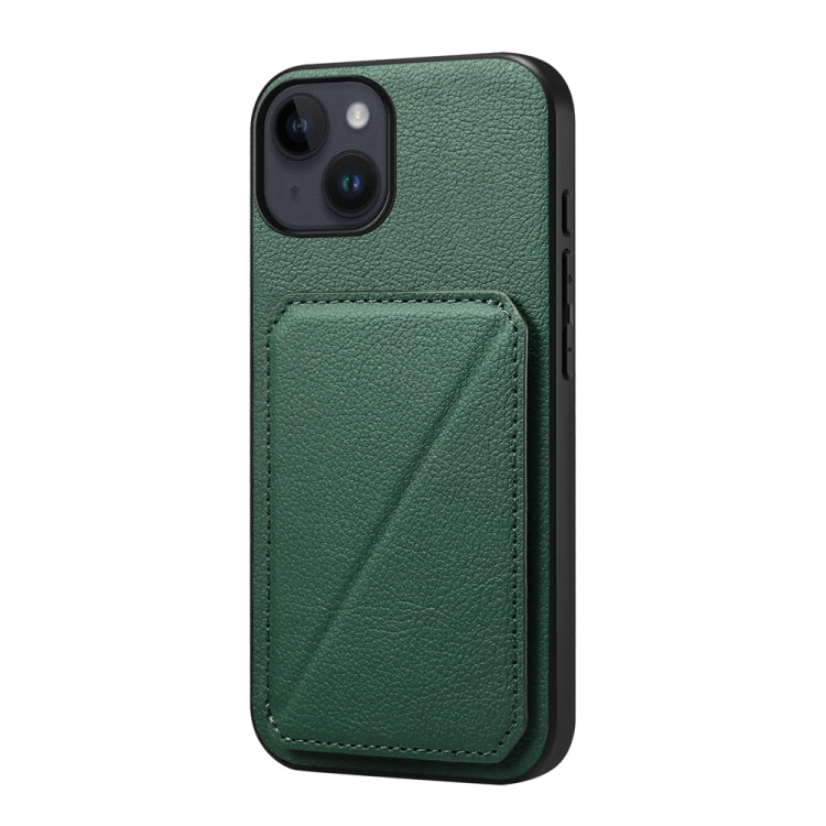 D04 Calf Texture Dual Card Slot Holder Phone Case, For iPhone 15, For iPhone 14 Plus, For iPhone 14, For iPhone 14 Pro, For iPhone 14 Pro Max, For iPhone 13 Pro Max, For iPhone 13 Pro, For iPhone 13