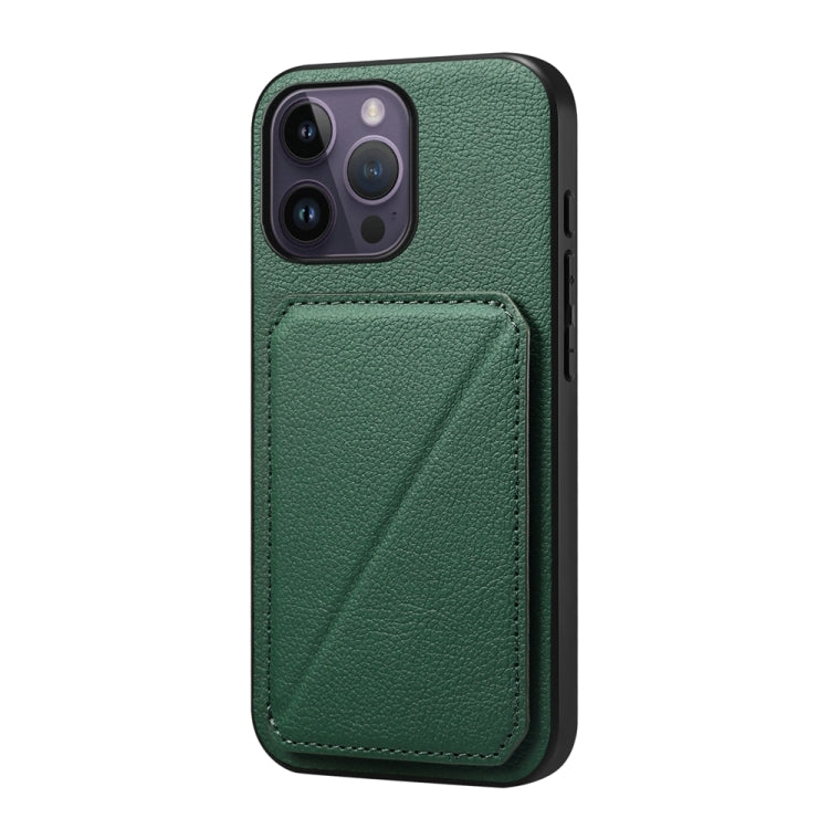 D04 Calf Texture Dual Card Slot Holder Phone Case, For iPhone 15, For iPhone 14 Plus, For iPhone 14, For iPhone 14 Pro, For iPhone 14 Pro Max, For iPhone 13 Pro Max, For iPhone 13 Pro, For iPhone 13