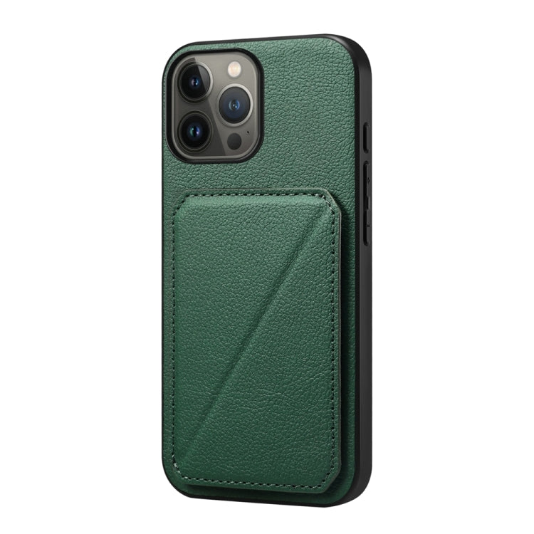 D04 Calf Texture Dual Card Slot Holder Phone Case, For iPhone 15, For iPhone 14 Plus, For iPhone 14, For iPhone 14 Pro, For iPhone 14 Pro Max, For iPhone 13 Pro Max, For iPhone 13 Pro, For iPhone 13