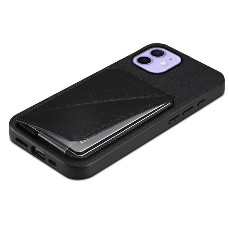 D04 Calf Texture Dual Card Slot Holder Phone Case, For iPhone 12, For iPhone 12 Pro Max, For iPhone 12 Pro, For iPhone 11 Pro Max, For iPhone 11, For iPhone 11 Pro, For iPhone X / XS, For iPhone XR