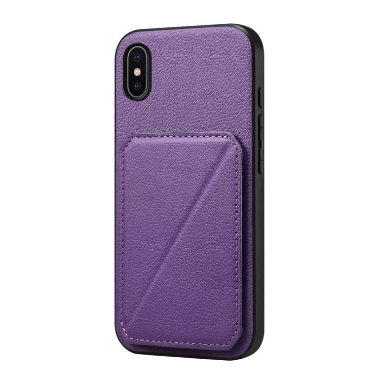 D04 Calf Texture Dual Card Slot Holder Phone Case, For iPhone 12, For iPhone 12 Pro Max, For iPhone 12 Pro, For iPhone 11 Pro Max, For iPhone 11, For iPhone 11 Pro, For iPhone X / XS, For iPhone XR