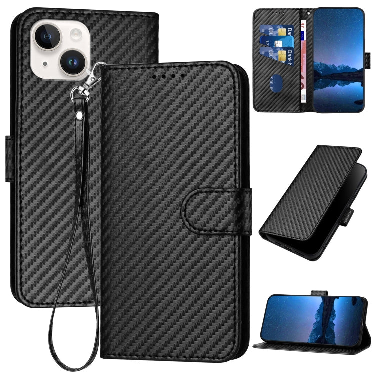 YX0070 Carbon Fiber Buckle Leather Phone Case with Lanyard, For iPhone 13, For iPhone 13 mini, For iPhone 12 / 12 Pro, For iPhone 12 Pro Max