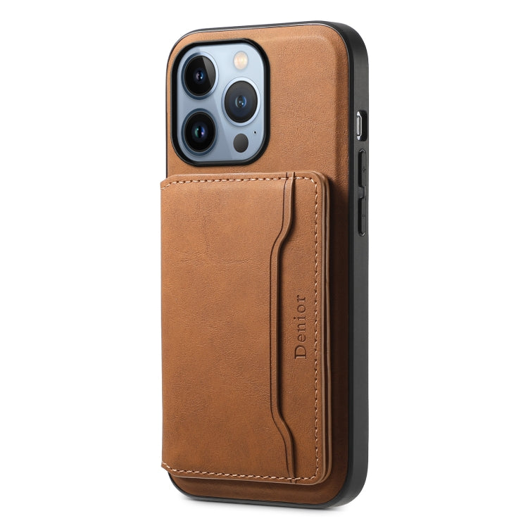 Denior D13 Retro Texture Leather MagSafe Card Bag Phone Case, For iPhone 14 Pro, For iPhone 14 Pro Max, For iPhone 13 Pro Max, For iPhone 13 Pro, For iPhone 12, For iPhone 12 Pro Max, For iPhone 12 Pro