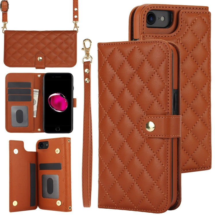 Crossbody Multifunction Rhombic Leather Phone Case, For iPhone 7 / 8 / SE 2022, For iPhone 13 Pro Max, For iPhone 13 Pro, For iPhone 13 mini