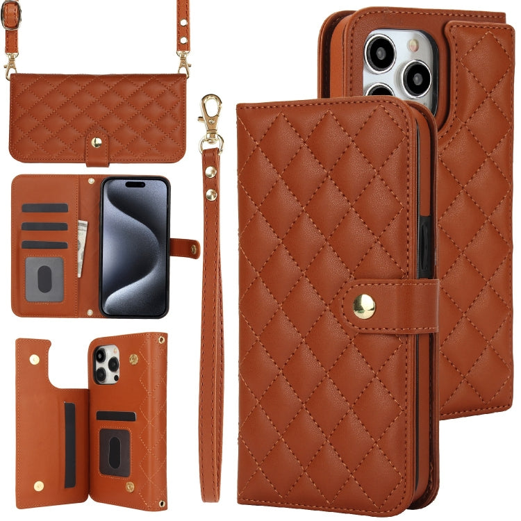 Crossbody Multifunction Rhombic Leather Phone Case, For iPhone 7 / 8 / SE 2022, For iPhone 13 Pro Max, For iPhone 13 Pro, For iPhone 13 mini