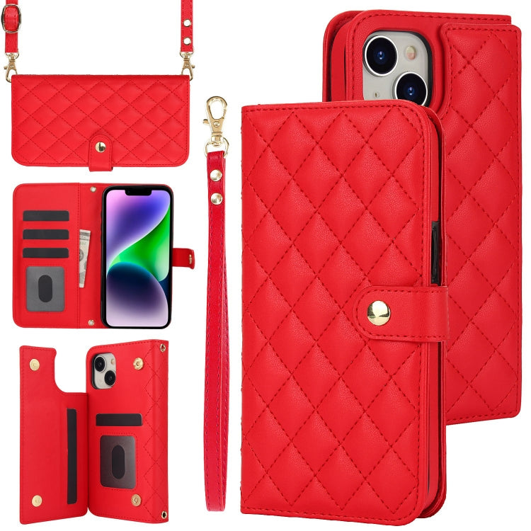 Crossbody Multifunction Rhombic Leather Phone Case, For iPhone 7 / 8 / SE 2022, For iPhone 13 Pro Max, For iPhone 13 Pro, For iPhone 13 mini