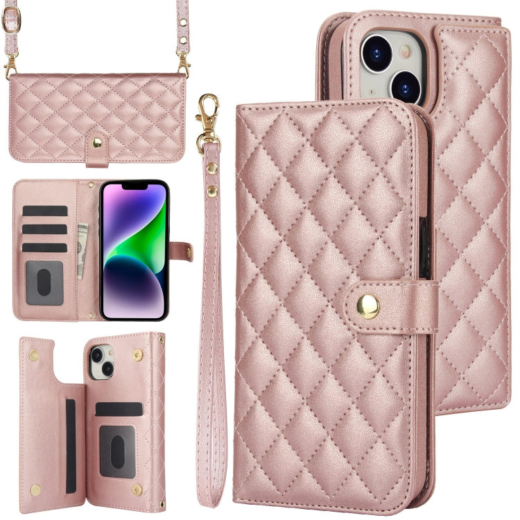 Crossbody Multifunction Rhombic Leather Phone Case, For iPhone 7 / 8 / SE 2022, For iPhone 13 Pro Max, For iPhone 13 Pro, For iPhone 13 mini