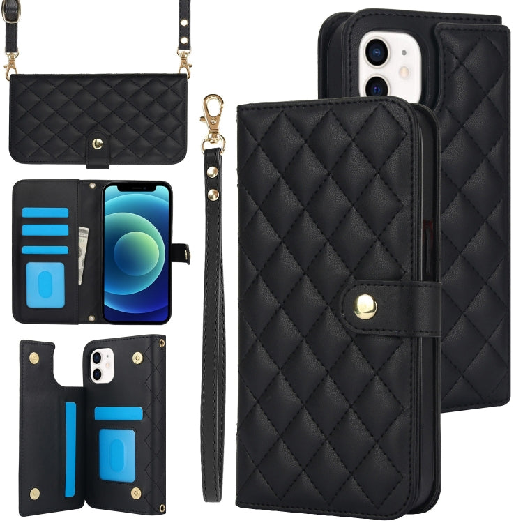 Crossbody Multifunction Rhombic Leather Phone Case, For iPhone 11, For iPhone 11 Pro, For iPhone X / XS, For iPhone XR