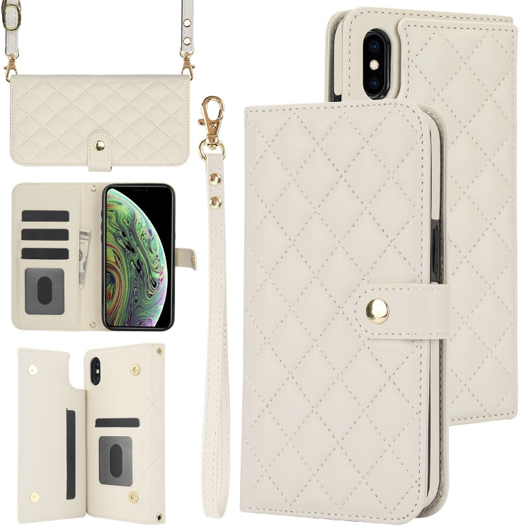 Crossbody Multifunction Rhombic Leather Phone Case, For iPhone XS Max, For iPhone 7 Plus / 8 Plus