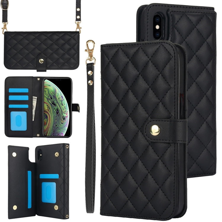 Crossbody Multifunction Rhombic Leather Phone Case, For iPhone XS Max, For iPhone 7 Plus / 8 Plus