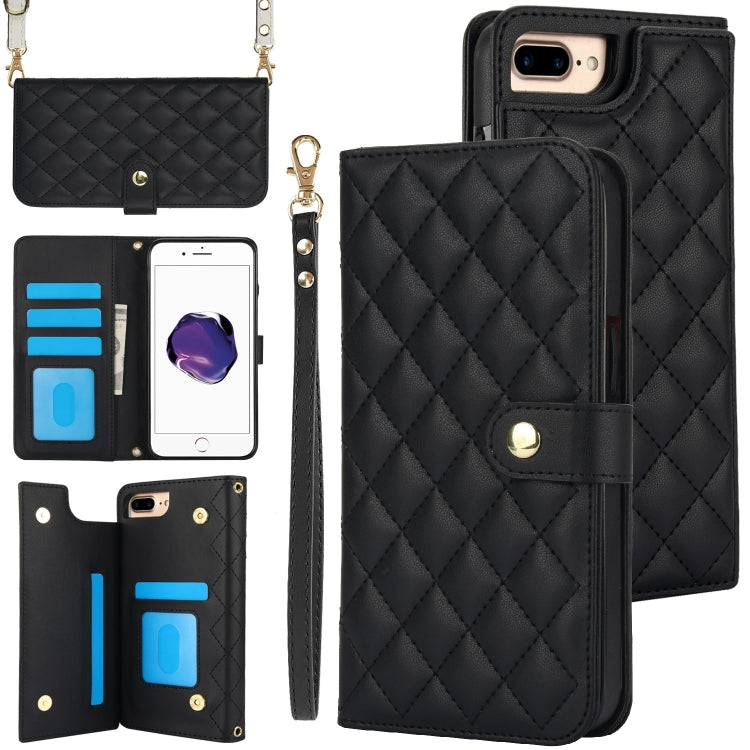 Crossbody Multifunction Rhombic Leather Phone Case, For iPhone XS Max, For iPhone 7 Plus / 8 Plus