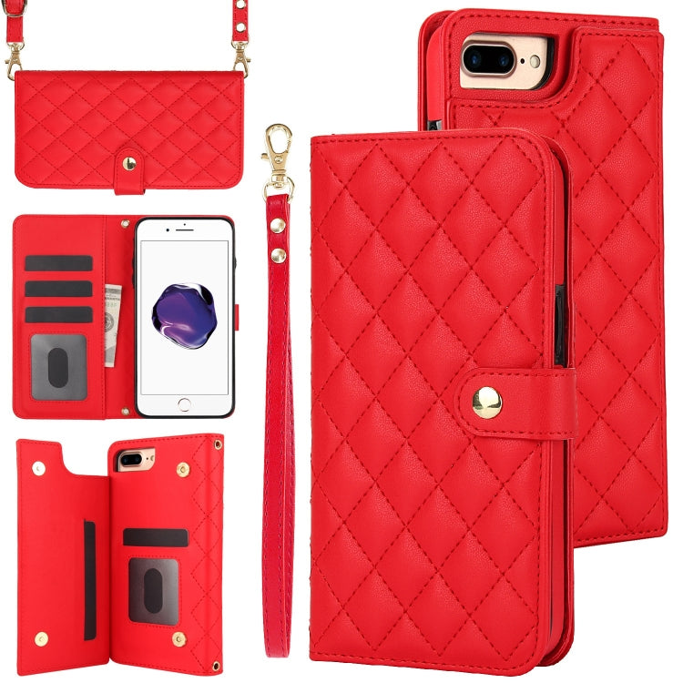 Crossbody Multifunction Rhombic Leather Phone Case, For iPhone XS Max, For iPhone 7 Plus / 8 Plus