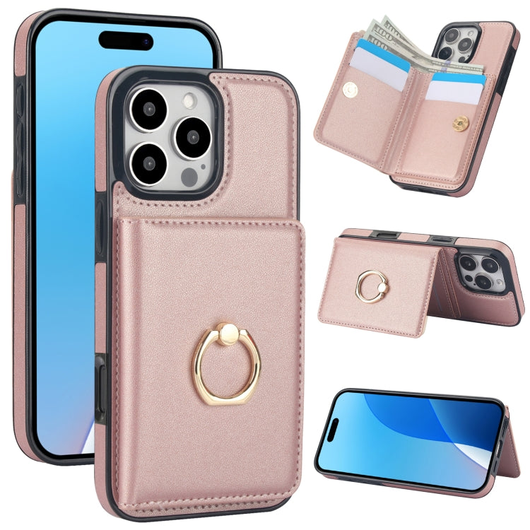 RFID Anti-theft Card Ring Holder Phone Case, For iPhone 16 Pro Max, For iPhone 16 Pro, For iPhone 16 Plus, For iPhone 16