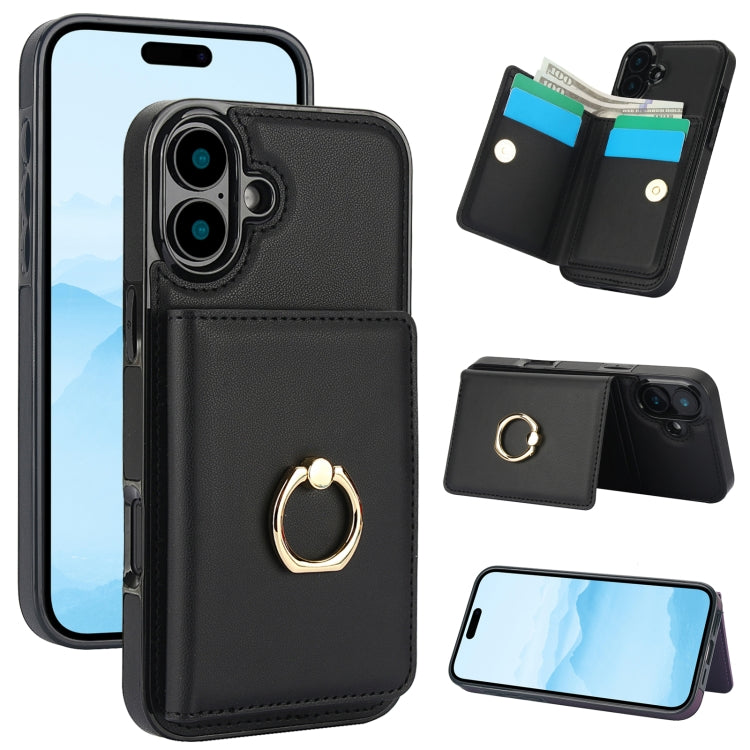 RFID Anti-theft Card Ring Holder Phone Case, For iPhone 16 Pro Max, For iPhone 16 Pro, For iPhone 16 Plus, For iPhone 16