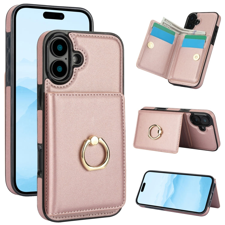 RFID Anti-theft Card Ring Holder Phone Case, For iPhone 16 Pro Max, For iPhone 16 Pro, For iPhone 16 Plus, For iPhone 16