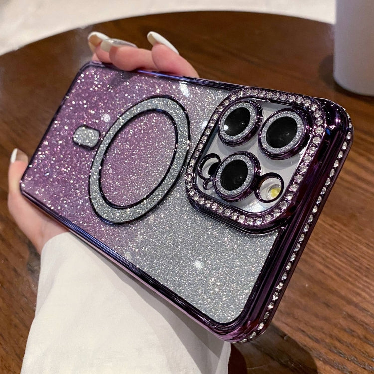 Diamond Gradient Glitter Plated MagSafe Phone Case, For iPhone 15 Pro, For iPhone 15 Plus, For iPhone 15, For iPhone 14 Plus, For iPhone 14