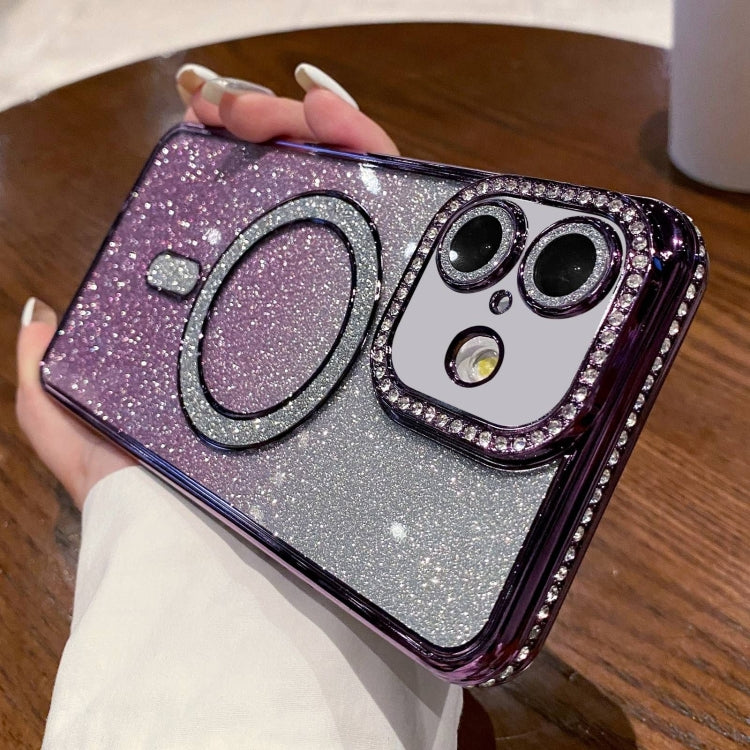 Diamond Gradient Glitter Plated MagSafe Phone Case, For iPhone 16 Pro Max, For iPhone 16 Pro, For iPhone 16 Plus, For iPhone 16, For iPhone 15 Pro Max