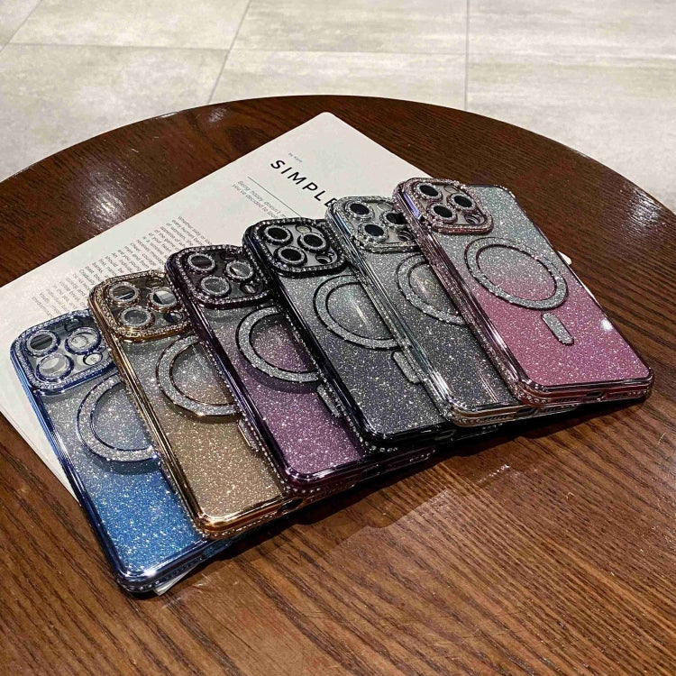 Diamond Gradient Glitter Plated MagSafe Phone Case, For iPhone 15 Pro, For iPhone 15 Plus, For iPhone 15, For iPhone 14 Plus, For iPhone 14