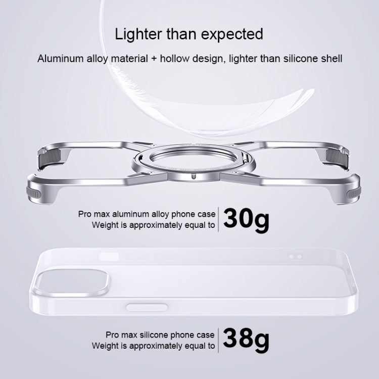 Aluminum Alloy Frameless 360-Degree Rotating Phone Case, For iPhone 16 Pro Max, For iPhone 16 Pro, For iPhone 16, For iPhone 15 Pro Max, For iPhone 13 Pro / 14 Pro / 15 Pro, For iPhone 13 / 14 / 15, For iPhone 13 Pro Max / 14 Pro Max