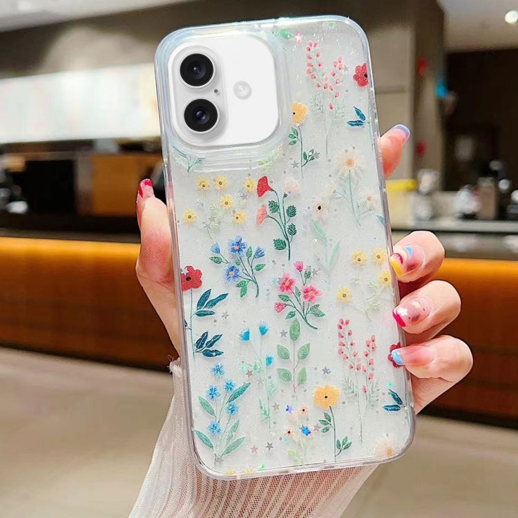 Fresh Small Floral Epoxy TPU Phone Case, For iPhone 16 Pro Max, For iPhone 16 Pro, For iPhone 16 Plus, For iPhone 16, For iPhone 15 Pro Max