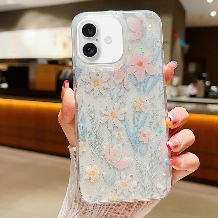 Fresh Small Floral Epoxy TPU Phone Case, For iPhone 16 Pro Max, For iPhone 16 Pro, For iPhone 16 Plus, For iPhone 16, For iPhone 15 Pro Max