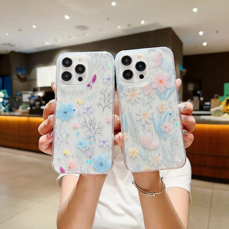 Fresh Small Floral Epoxy TPU Phone Case, For iPhone 15 Pro, For iPhone 15 Plus, For iPhone 15, For iPhone 14 Plus, For iPhone 14