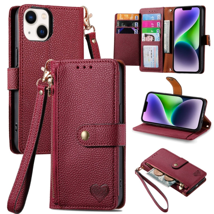 Love Zipper Lanyard Leather Phone Case, For iPhone 14, For iPhone 14 Pro, For iPhone 14 Pro Max, For iPhone 13 Pro Max, For iPhone 13 Pro