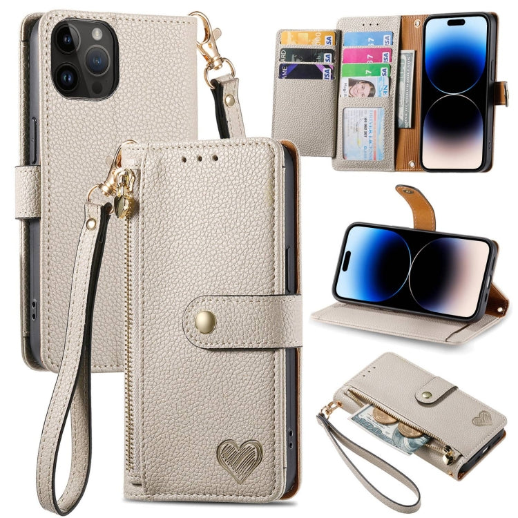 Love Zipper Lanyard Leather Phone Case, For iPhone 14, For iPhone 14 Pro, For iPhone 14 Pro Max, For iPhone 13 Pro Max, For iPhone 13 Pro