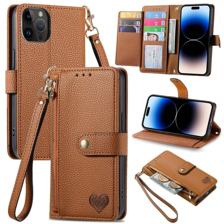 Love Zipper Lanyard Leather Phone Case, For iPhone 14, For iPhone 14 Pro, For iPhone 14 Pro Max, For iPhone 13 Pro Max, For iPhone 13 Pro