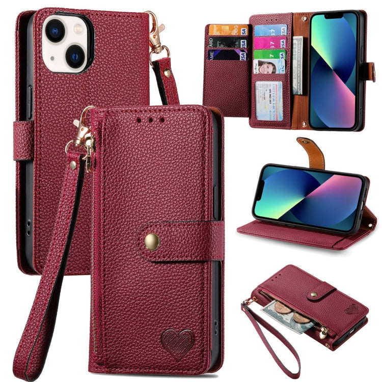 Love Zipper Lanyard Leather Phone Case, For iPhone 13, For iPhone 13 mini, For iPhone 12 mini, For iPhone 12 Pro Max, For iPhone 11 Pro Max