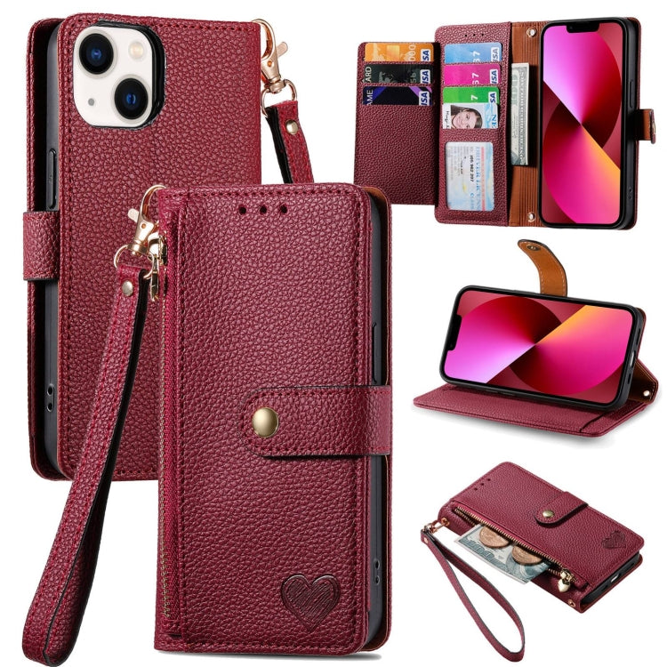 Love Zipper Lanyard Leather Phone Case, For iPhone 13, For iPhone 13 mini, For iPhone 12 mini, For iPhone 12 Pro Max, For iPhone 11 Pro Max