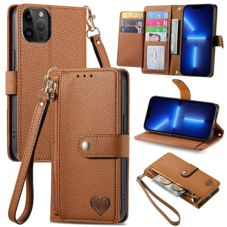 Love Zipper Lanyard Leather Phone Case, For iPhone 14, For iPhone 14 Pro, For iPhone 14 Pro Max, For iPhone 13 Pro Max, For iPhone 13 Pro