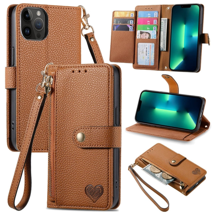 Love Zipper Lanyard Leather Phone Case, For iPhone 14, For iPhone 14 Pro, For iPhone 14 Pro Max, For iPhone 13 Pro Max, For iPhone 13 Pro