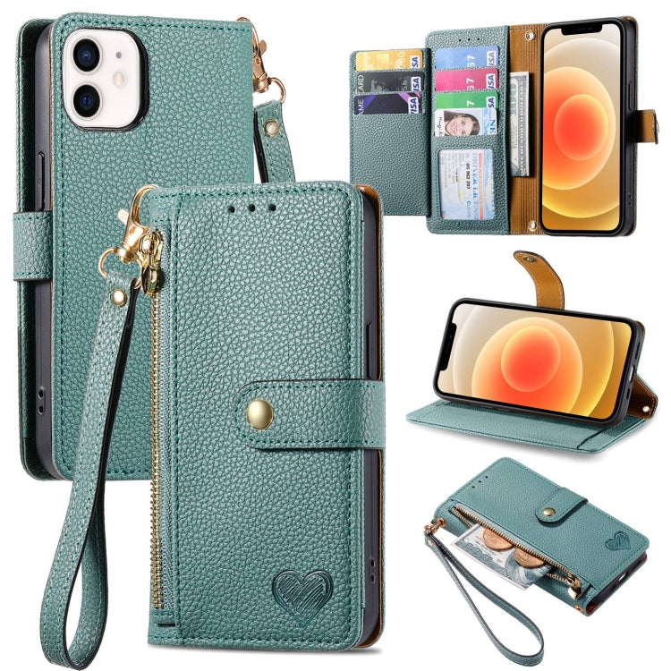 Love Zipper Lanyard Leather Phone Case, For iPhone 13, For iPhone 13 mini, For iPhone 12 mini, For iPhone 12 Pro Max, For iPhone 11 Pro Max