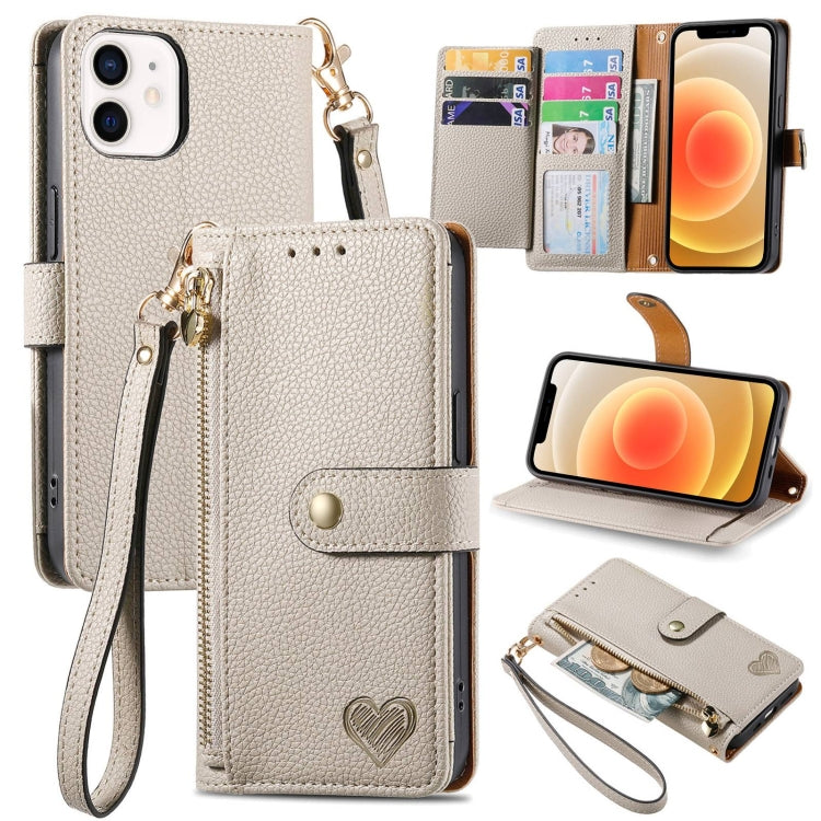 Love Zipper Lanyard Leather Phone Case, For iPhone 13, For iPhone 13 mini, For iPhone 12 mini, For iPhone 12 Pro Max, For iPhone 11 Pro Max