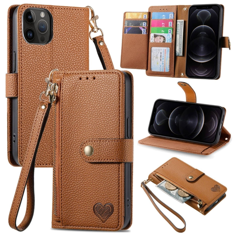 Love Zipper Lanyard Leather Phone Case, For iPhone 12 / 12 Pro, For iPhone X / XS, For iPhone 7 Plus / 8 Plus, For iPhone 6 Plus / 6s Plus, For iPhone 6 / 6s